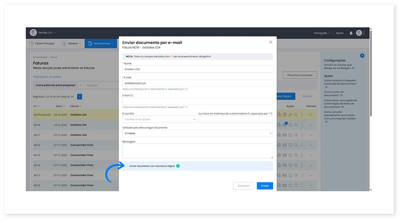 Posso enviar documentos por e-mail aos meus clientes - 6